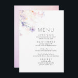 Soft Purple and Blush Elegant Minimalist Menu<br><div class="desc">A menu card - a delightful accent designed to amplify the charm of your dream occasion. It's graced with delicate floral illustrations bathed in gentle shades of purple, lavender, and blush pink. This menu card, with its unique elegance and sophistication, seamlessly complements any event or theme. Constructed with a minimalist,...</div>