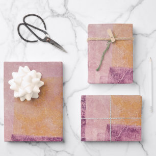 Soft Purple and Gold Squares Gel Print Wrapping Paper Sheet