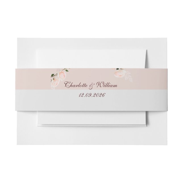 Soft purple and grey effects with flower invitation belly band (Front Example)