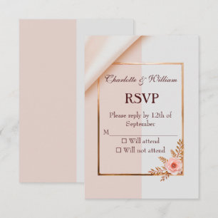 Soft purple and grey effects with flowers RSVP card