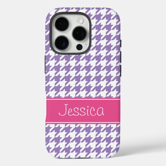 Soft Purple and Pink Houndstooth Personalised Case-Mate iPhone Case (Back)