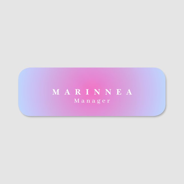 Soft Purple Blue Gradient Aura Name Tag (Front)