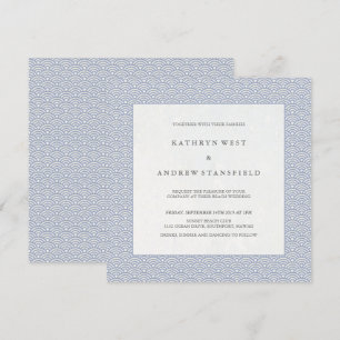 Soft Purple Blue Small Waves Elegant Beach Wedding Invitation