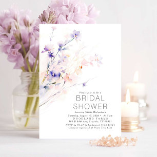 Soft Purple & Blush Flowers Elegant Bridal Shower Invitation