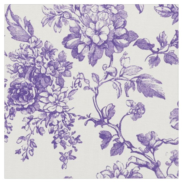 Soft Purple Botanical Toile Fabric (Close Up)