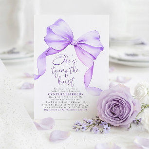Soft Purple Bow She's Tying the Knot Bridal Shower Invitation