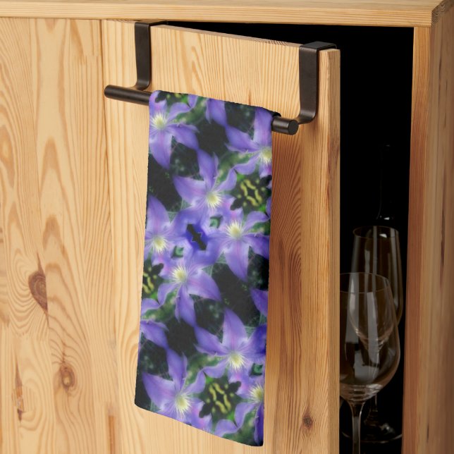 Soft Purple Clematis Flower Abstract Pattern   Tea Towel (Thirds Fold)