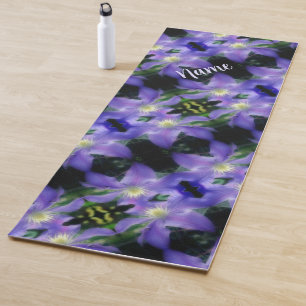 Soft Purple Clematis Flower Pattern Personalised Yoga Mat