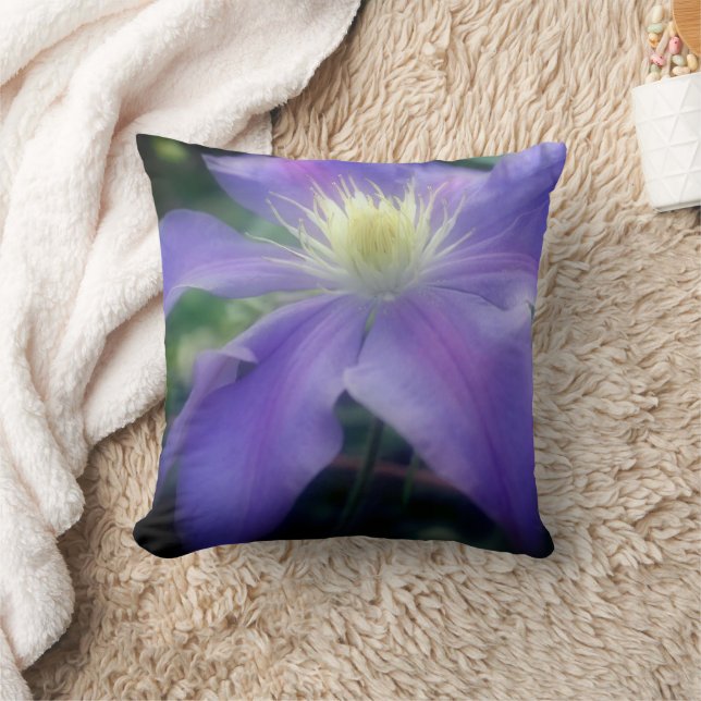 Soft Purple Clematis Flower Petals Cushion (Blanket)