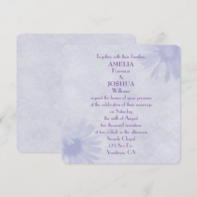 Soft Purple Daisy Wedding Invitation (Front/Back)