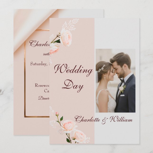 Soft purple effects with flowers invitation (Front/Back)