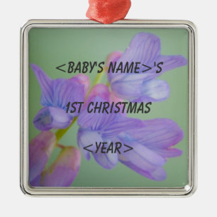 Soft Purple Flower Baby's 1st Christmas Metal Tree Decoration