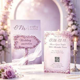 Soft purple flowers wedding invitation