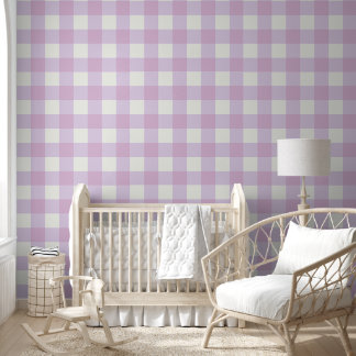 Soft Purple Gingham Check – Gentle Pastel Cottage Wallpaper