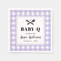 Soft Purple Gingham Plaid Baby Q Shower