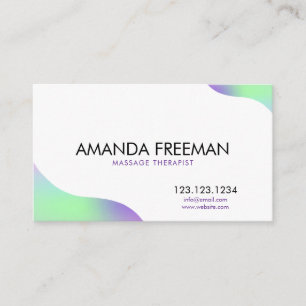 Soft Purple & Green Aurora Glow Massage Therapist Business Card
