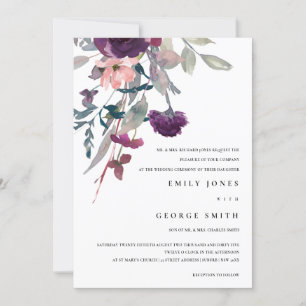 SOFT PURPLE LILAC WATERCOLOR FLORAL WEDDING INVITE
