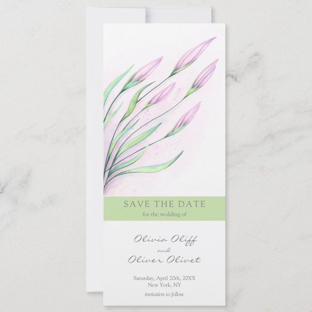 Soft Purple Lilies Save the Date Invitation (Front)