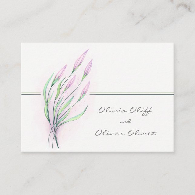 Soft Purple Lilies Wedding Website QR Code Enclosure Card (Front)