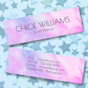 Soft Purple Painting Abstract Brush Watercolor Mini Business Card