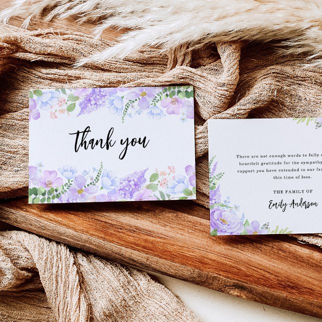 Soft Purple Petals Celebration of Life Thank You Card (Creator Uploaded)