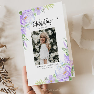 Soft Purple Petals Folded Funeral Program Flyer