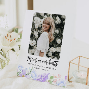 Soft Purple Petals Forever In Our Hearts Pedestal Sign
