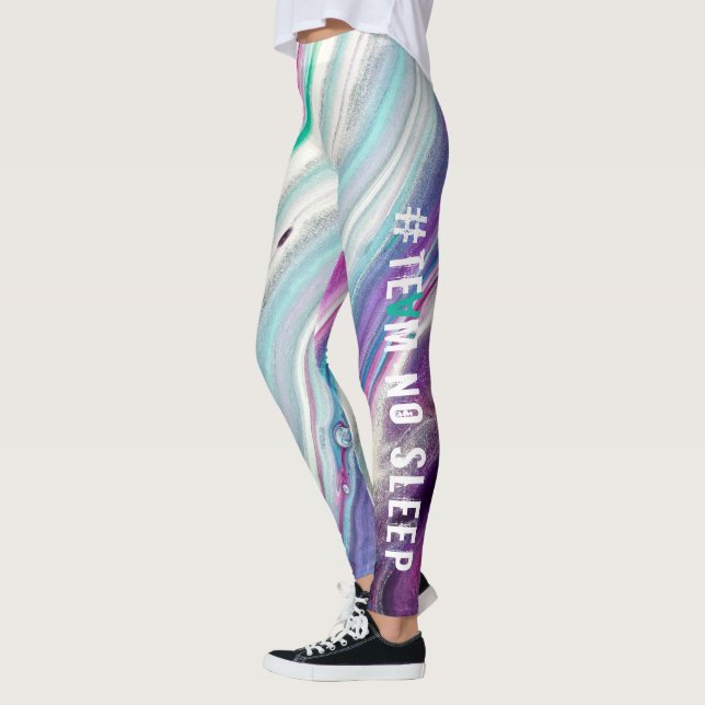 Soft Purple & Pink Swirl Print Leggings (Left)
