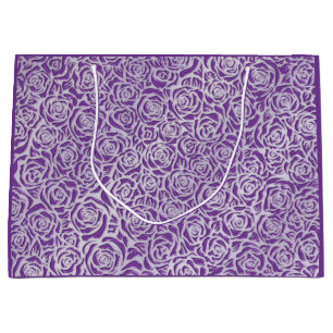 Soft Purple Rose Pattern Large Gift Bag