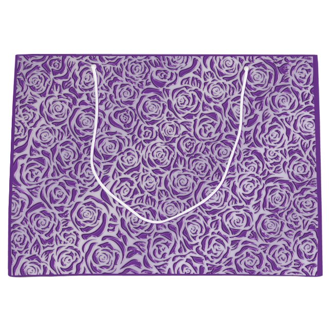 Soft Purple Rose Pattern Large Gift Bag (Front)