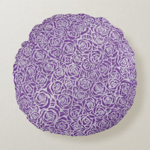 Soft Purple Rose Pattern Round Cushion