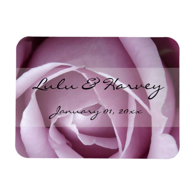 Soft Purple Rose Personal Wedding Magnet (Horizontal)