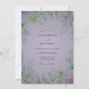 Soft Purple Rosebud Wedding Invitation