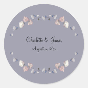 Soft Purple Scottish Heather Wedding Hearts Classic Round Sticker