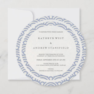 Soft Purple Stylised Waves Elegant Beach Wedding Invitation