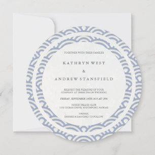 Soft Purple Stylised Waves Elegant Beach Wedding Invitation