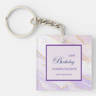 Soft Purple Watercolor Gold Splash Elegant Key Ring