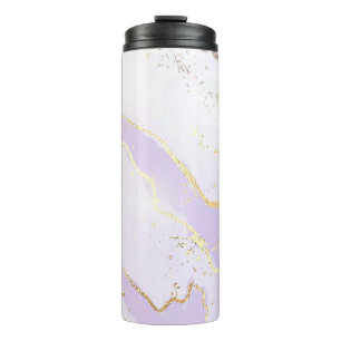Soft Purple Watercolor Gold Splash Elegant Thermal Tumbler