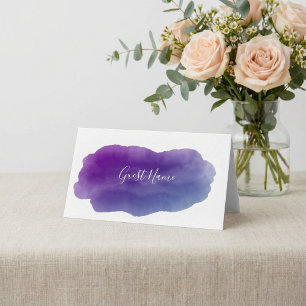 Soft purple watercolor guest name place card