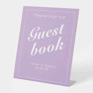 Soft Purple & White Modern Minimalist Guestbook  Pedestal Sign