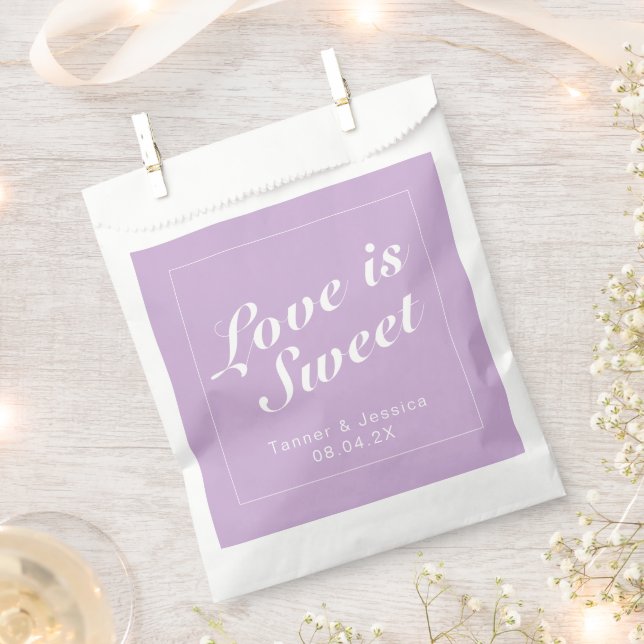Soft Purple & White Modern Minimalist Wedding  Favour Bags (Clipped)