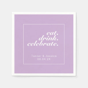 Soft Purple & White Modern Minimalist Wedding  Napkin