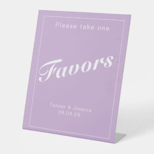 Soft Purple & White Modern Minimalist Wedding  Pedestal Sign