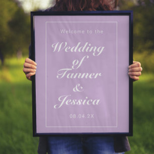Soft Purple & White Modern Wedding Welcome Poster