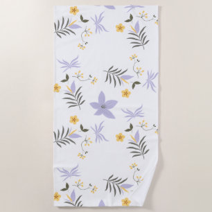 Soft Purple & Yellow Floral Beach Towel