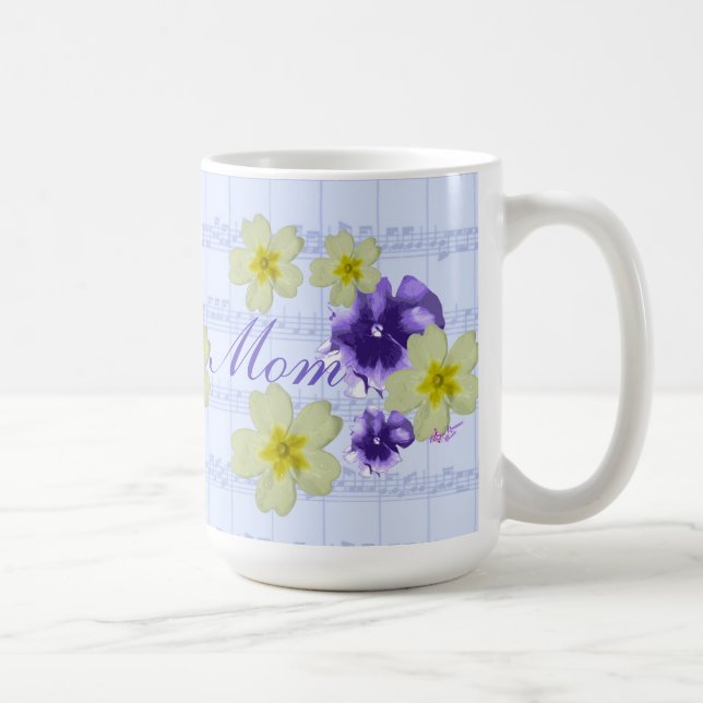 Soft Purple & Yellow Flowers Sheet Music Mum Mug (Right)
