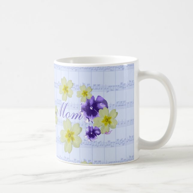 Soft Purple & Yellow Flowers Sheet Music Mum Mug (Right)