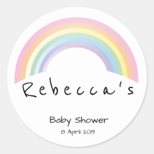 Soft rainbow baby shower classic round sticker