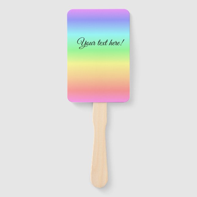 Soft rainbow colours on a set of hand fans (Front)
