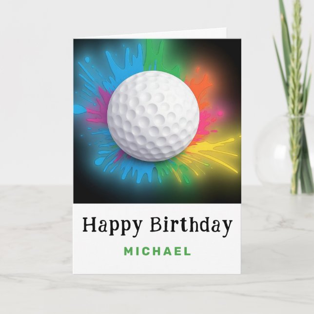 *~* Soft Rainbow Golf Ball AP94  Birthday Card (Front)